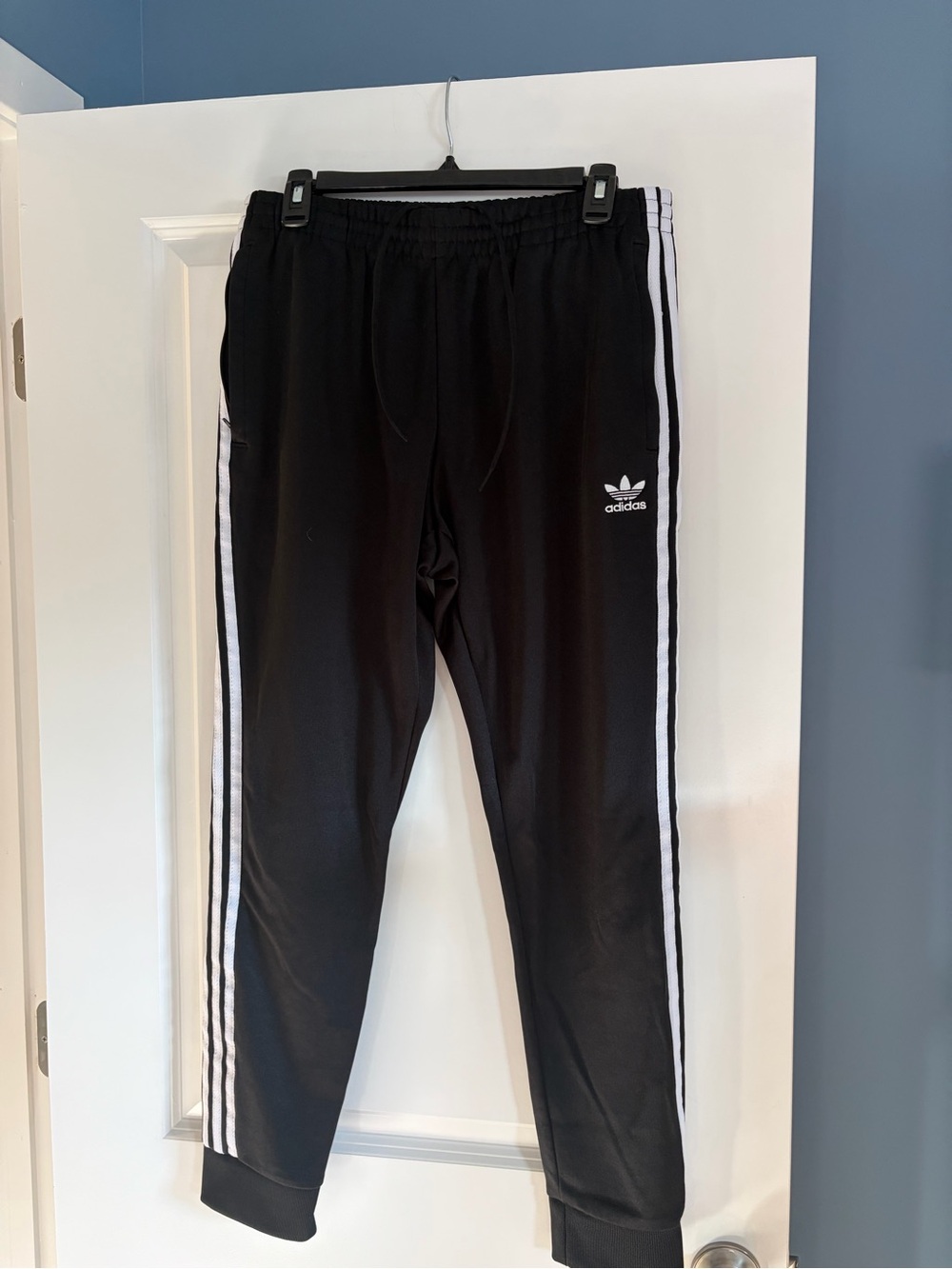 adidas Black Jogger Pants with White Side Stripes